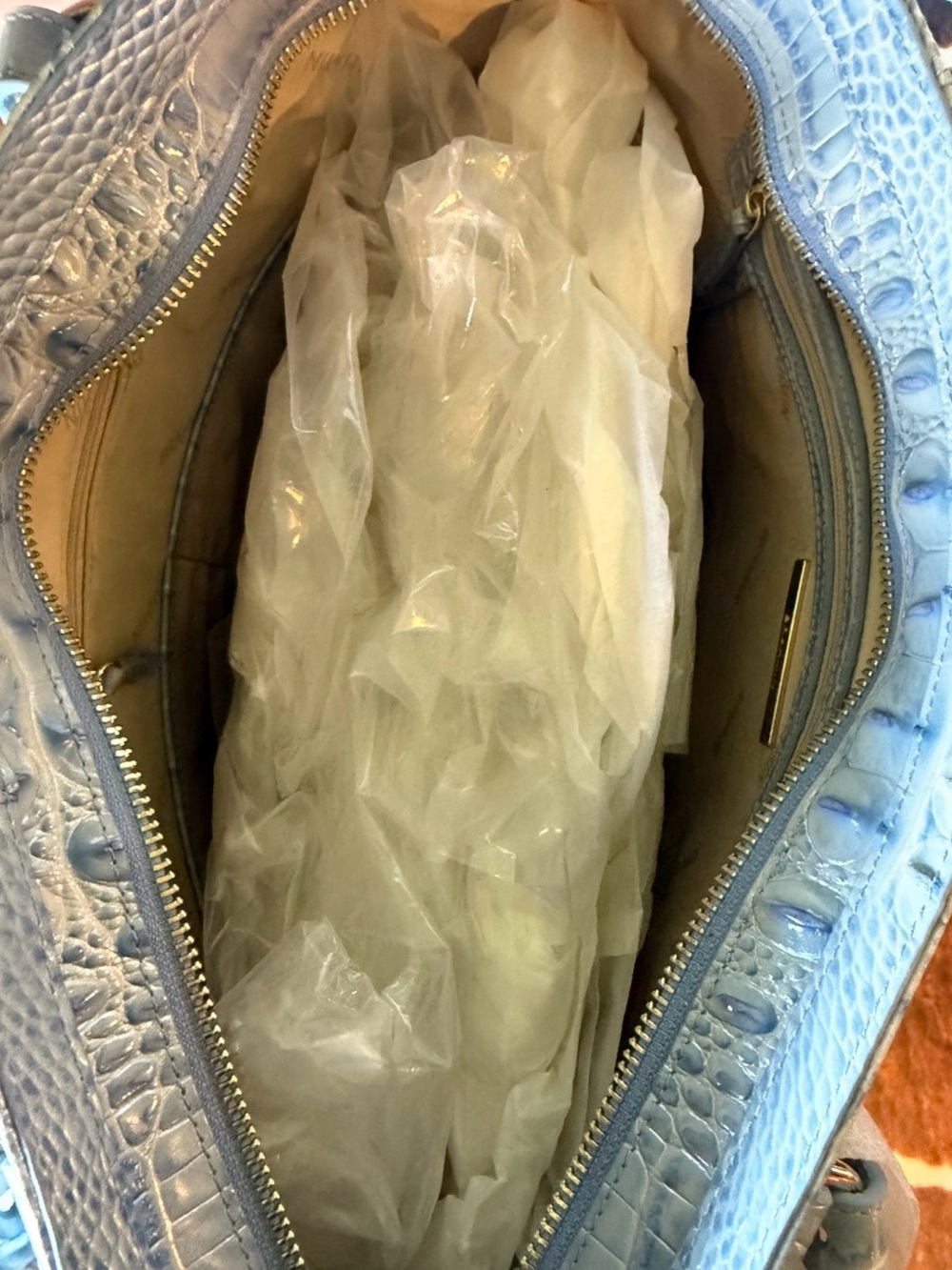 BRAHMIN EZRA HEAVENLY BLUE TOTE NWT PRETTY EYE PLACEMENT - Picture 10 of 12